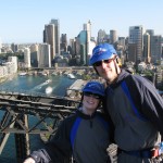 On top of Harbour Bridge with view of the city